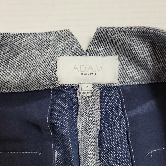 Adam Lippes Linen Blend Blue/Gray Shorts 4 - Picture 4 of 6